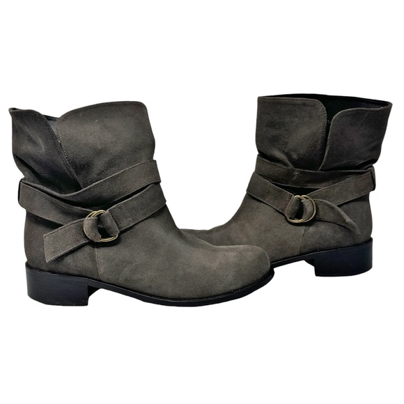 Garnet Hill Jemma Leather Pull On Boots Gray Size 8.5 - Picture 1 of 10